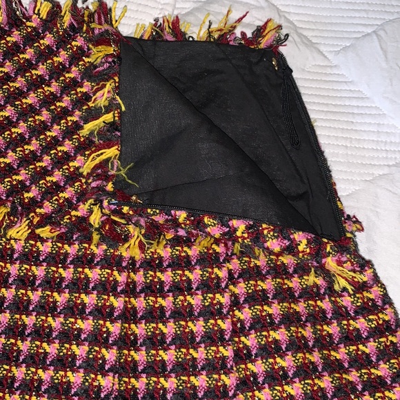 IBlues Pleated Houndstooth Print Multi Colors Tweed Short  Skirt - Picture 6 of 11